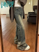 Lunivop Woman Bell Bottoms Jeans Denim Loose Baggy Low Waist Gradient Color Tie-Dyed Floor-Length